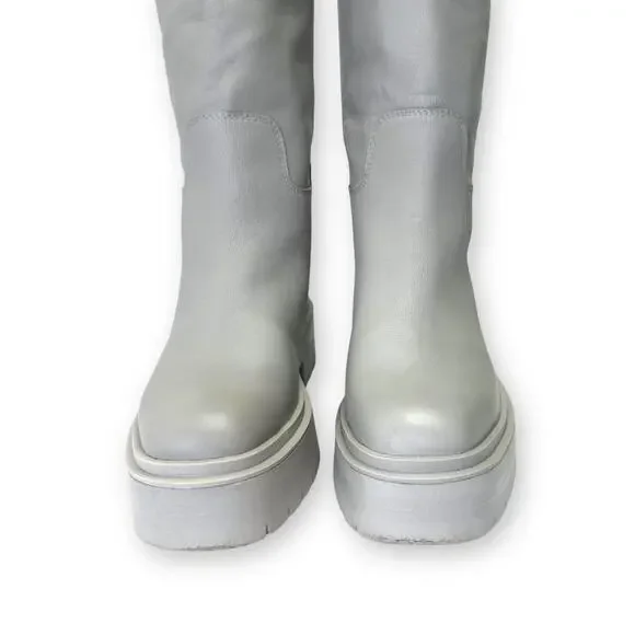 Sam Edelman Anthropologie Women's Larina Tall Boots Size 6.5 Light Grey Lug Sole - Picture 8 of 12